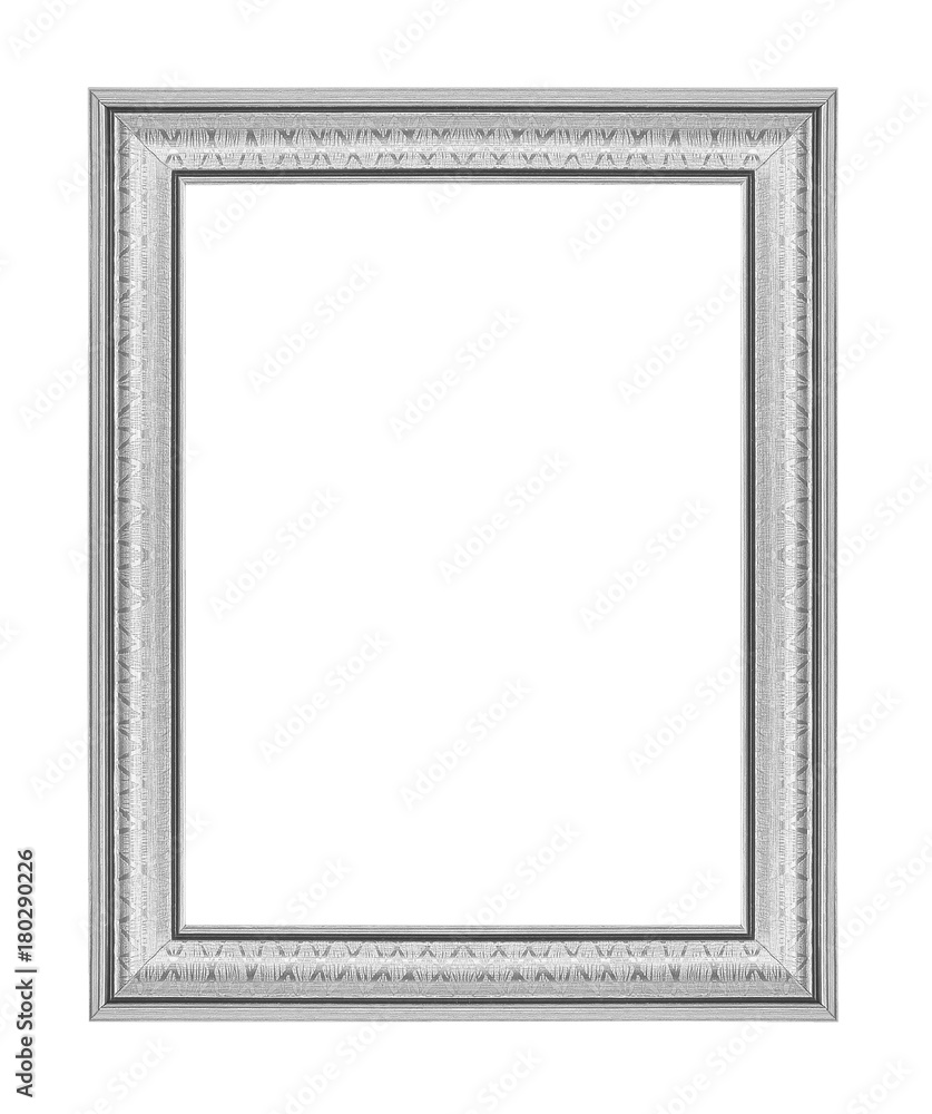 The  silver frame isolated on  white background