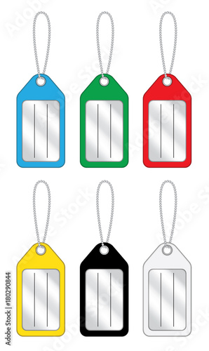 Set di targhette colorate portachiavi con etichetta