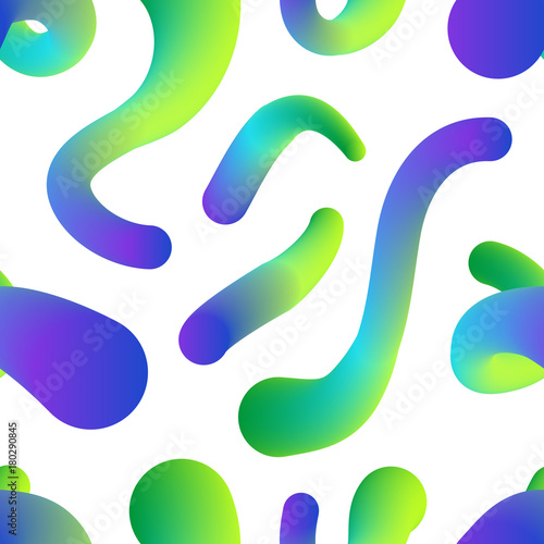 Vector realistic isolated seamless pattern of abstract fluid liquid lava lamp shapes for decoration and covering on the white background.