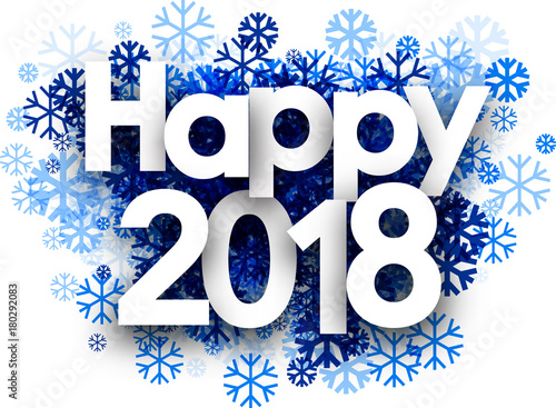White happy 2018 winter background.