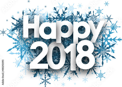 White happy 2018 winter background.