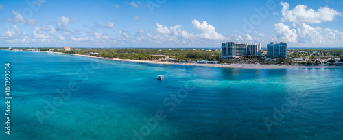 panorama view of the tropical paradise of the cayman islands in the caribbean sea photo