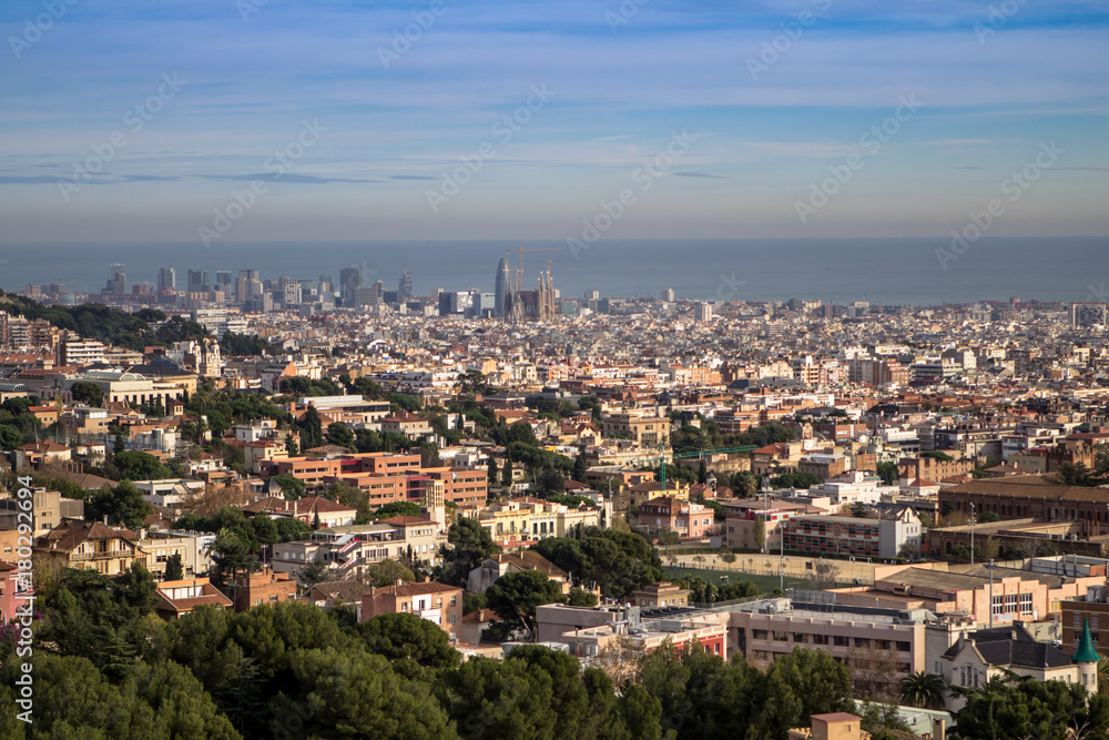Panorama of Barcelona, Spain.