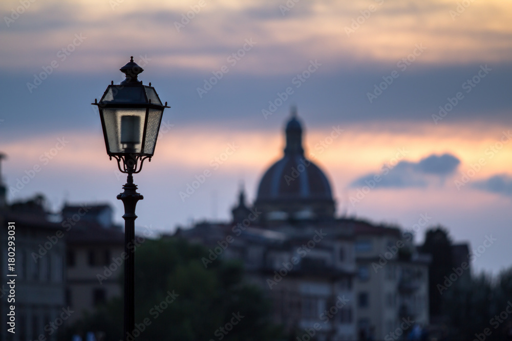 Urban sunset in Florence, Tuscany, Italy