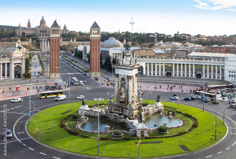 Espanya Square in Barcelona and National Palace