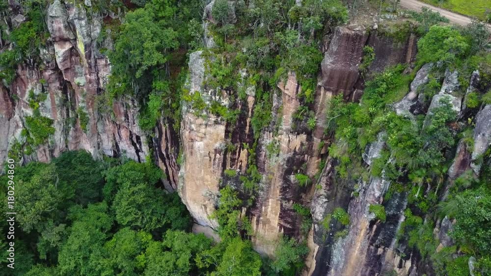aerial of high waterfall in the forest aerial of high waterfall in the forest
