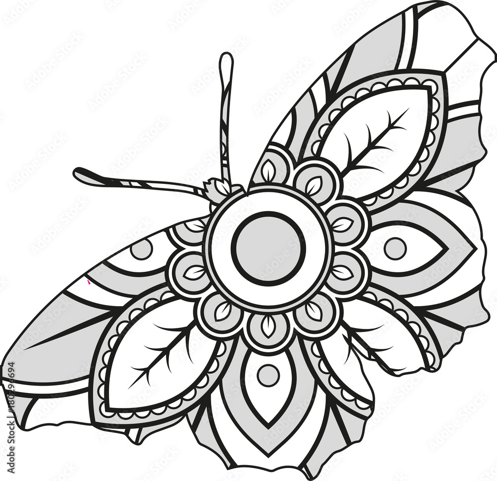 Vector illustration of a mandala butterfly silhouette Vector illustration of a mandala butterfly silhouette