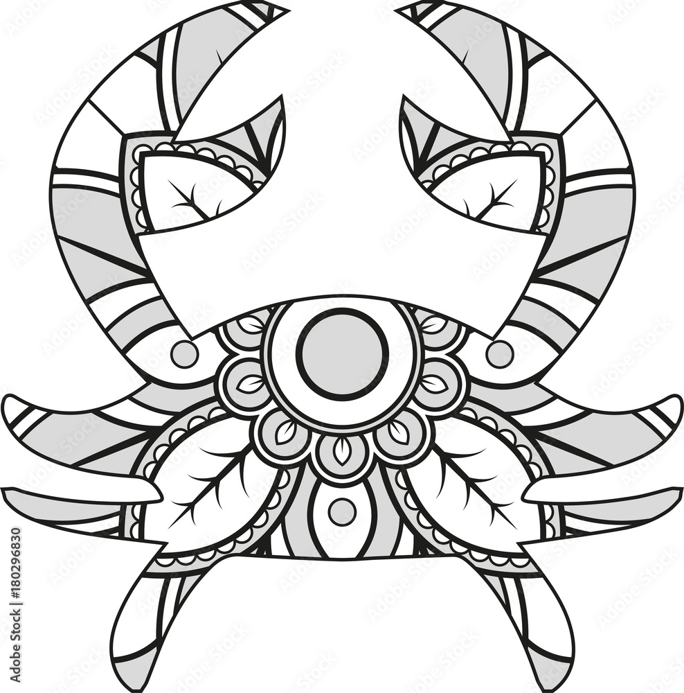 Vector illustration of a mandala crab silhouette Vector illustration of a mandala crab silhouette