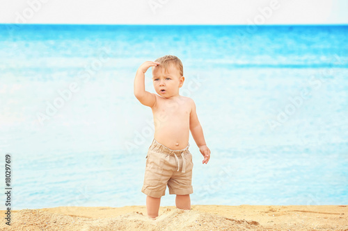 Cute little boy on beach