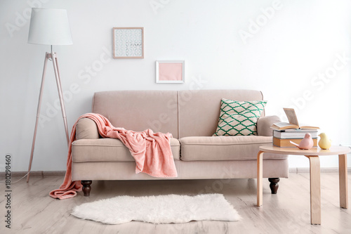 Modern room design with bei...
