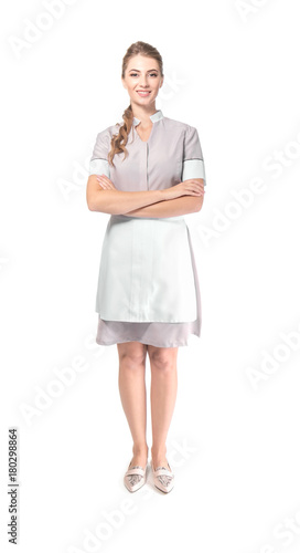Beautiful chambermaid on wh...