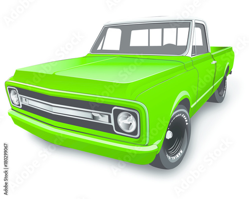 Vintage Pickup Truck Vector Illustration