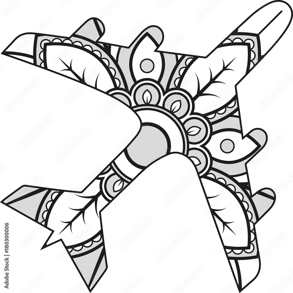 Vector illustration of a mandala plane silhouette Stock Vector | Adobe ...