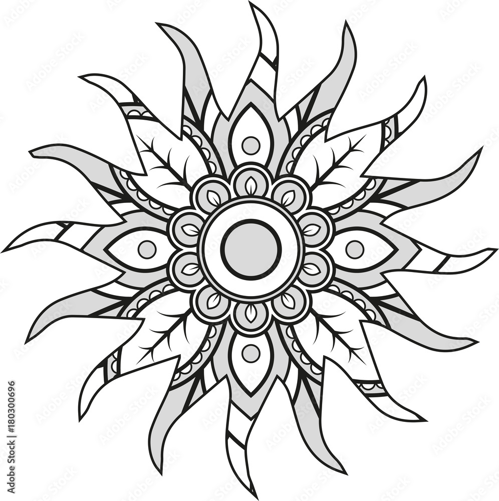 Vector illustration of a mandala sun silhouette Vector illustration of a mandala sun silhouette