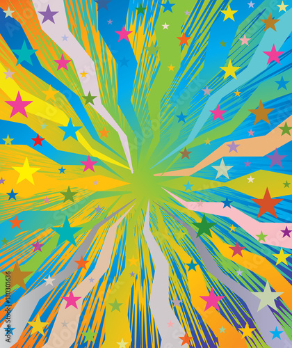 Celebratory burst background with stars