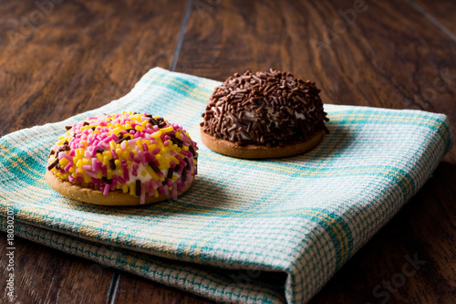 Marshmallow biscuits with colored sugar sprinkles