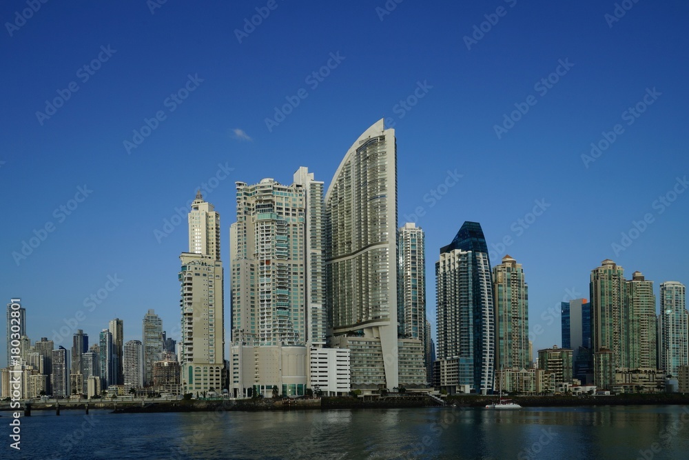 Early morning view of Panama City skyscrapers, Panama