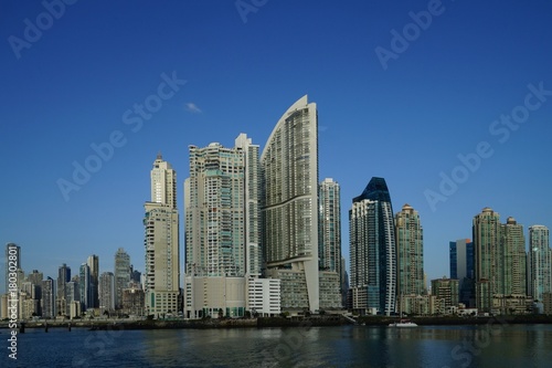 Early morning view of Panama City skyscrapers  Panama