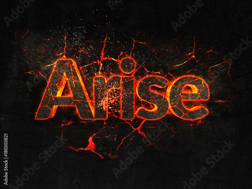 Tablou canvas Arise Fire text flame burning hot lava explosion background.