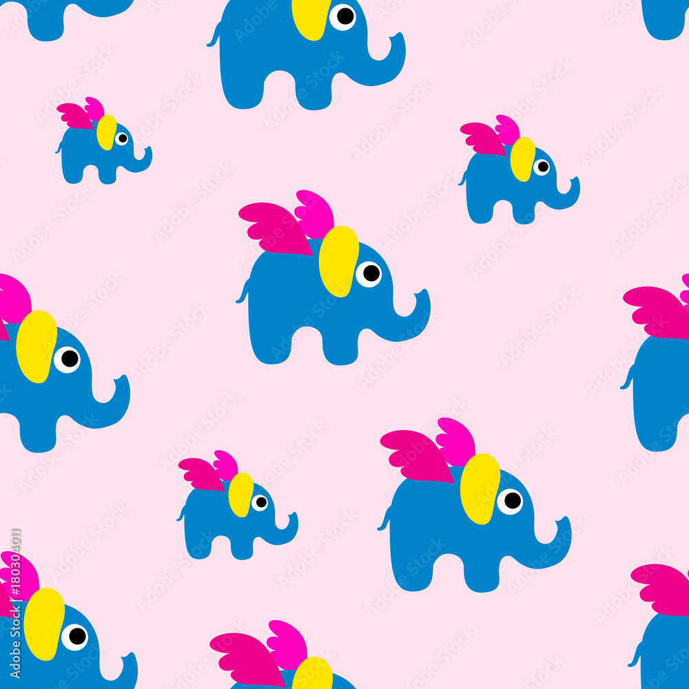 Obraz premium Elephant pattern background, flat cartoon design