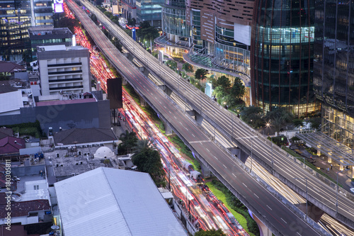 Traffic jam view in Kuningan area Jakarta