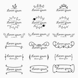 Set Of Decorative Calligraphic Elements For Decoration. Handmade Vector Illustration.