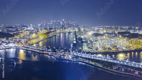 Aerial scenery of Singapore industrial port