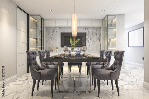 Fototapeta 3d rendering dining set in modern luxury dining room