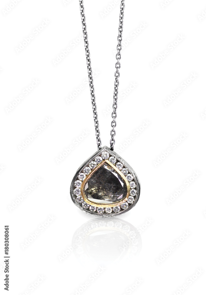 Raw Diamond Gemstone Brown Pendant Necklace. Raw Diamond Gemstone Brown Pendant Necklace.