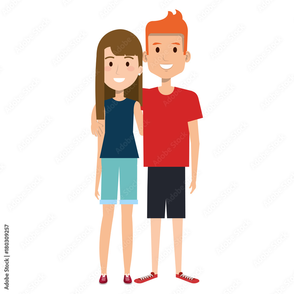 Fototapeta premium lovers couple avatars characters vector illustration design