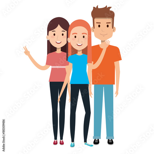 group of persons avatars characters vector illustration design