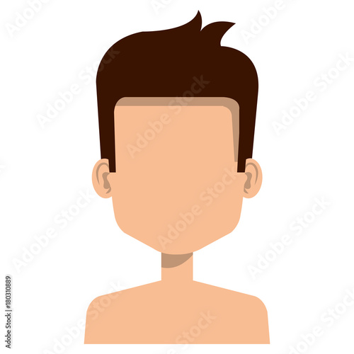 young man shirtless avatar character vector illustration design