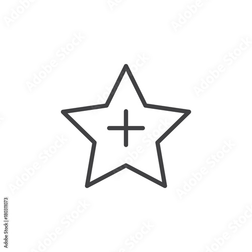 Add to favorites line icon, outline vector sign, linear style pictogram isolated on white. Star with plus symbol, logo illustration. Editable stroke