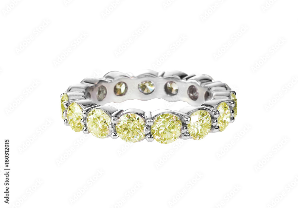 canary yellow diamond wedding band citrine ring isolated on white canary yellow diamond wedding band citrine ring isolated on white