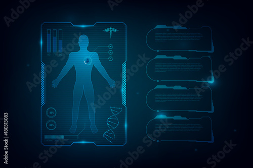 hud interface virtual hologram future system health care innovation concept background