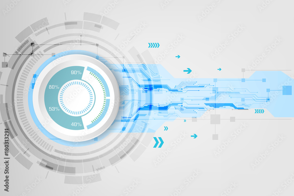 Obraz premium Abstract technological background concept with various technology elements. illustration Vector