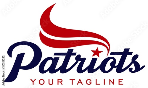 typography design patriot with icon flag