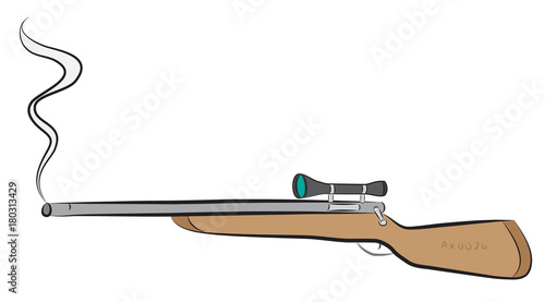 Rifle gun with optic viewfinder