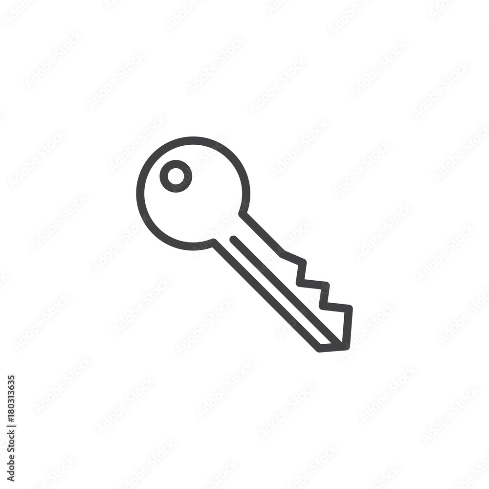 Key line icon, outline vector sign, linear style pictogram isolated on white. Password symbol, logo illustration. Editable stroke Key line icon, outline vector sign, linear style pictogram isolated on white. Password symbol, logo illustration. Editable stroke