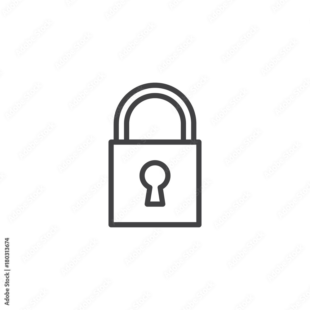 Padlock with keyhole line icon, outline vector sign, linear style pictogram isolated on white. Lock password symbol, logo illustration. Editable stroke Padlock with keyhole line icon, outline vector sign, linear style pictogram isolated on white. Lock password symbol, logo illustration. Editable stroke