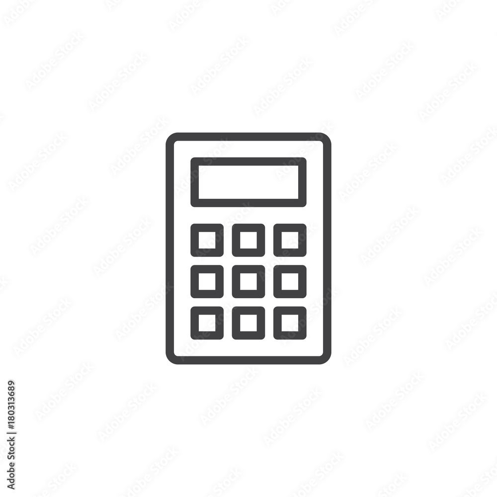 Calculator line icon, outline vector sign, linear style pictogram isolated on white. Symbol, logo illustration. Editable stroke Calculator line icon, outline vector sign, linear style pictogram isolated on white. Symbol, logo illustration. Editable stroke