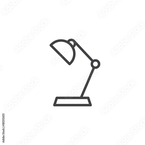 Desk lamp line icon, outline vector sign, linear style pictogram isolated on white. Tabletop lamp symbol, logo illustration. Editable stroke