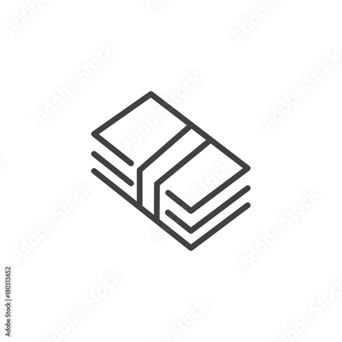 Money bill line icon, outline vector sign, linear style pictogram isolated on white. Cash money paper banknote symbol, logo illustration. Editable stroke