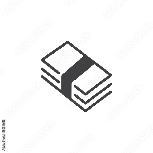 Money bill icon vector, filled flat sign, solid pictogram isolated on white. Cash money paper banknote symbol, logo illustration.