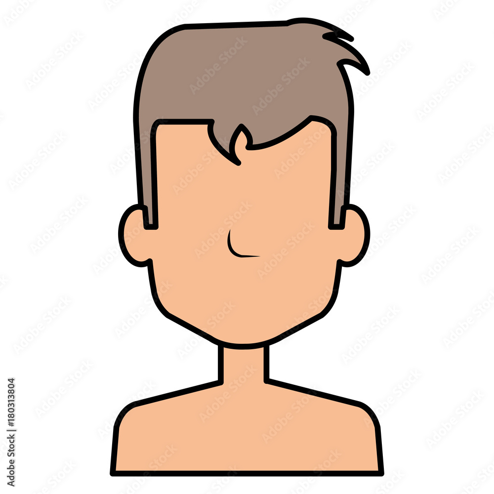 young man shirtless avatar character vector illustration design