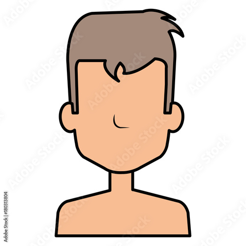 young man shirtless avatar character vector illustration design