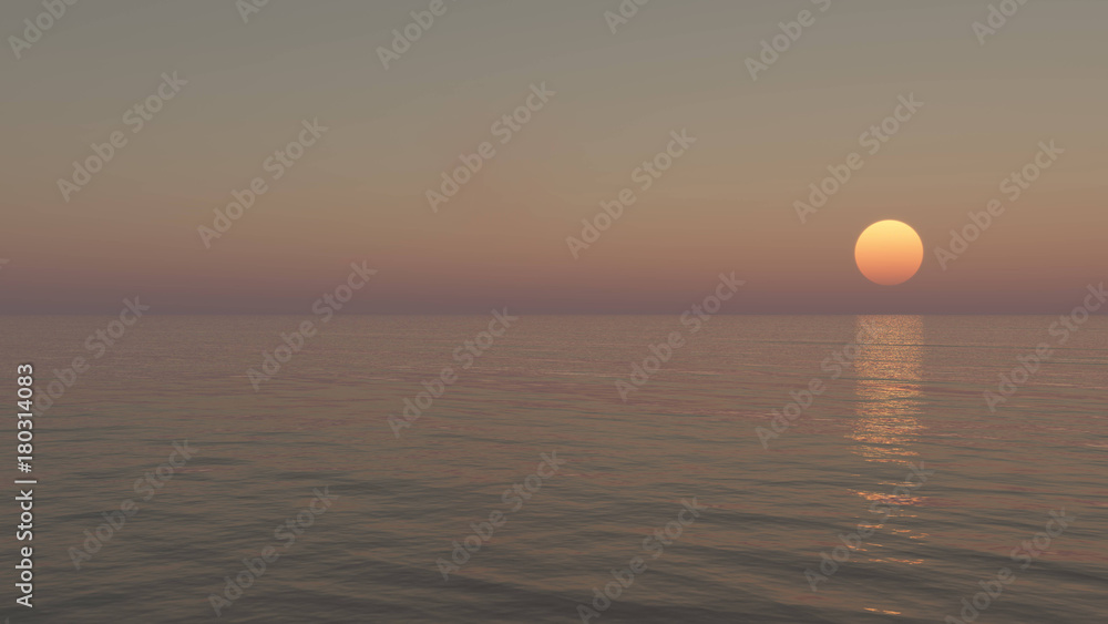 Sunset or sunrise 3D illustration, natural background