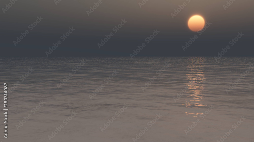 Sunset or sunrise 3D illustration, natural background Sunset or sunrise 3D illustration, natural background