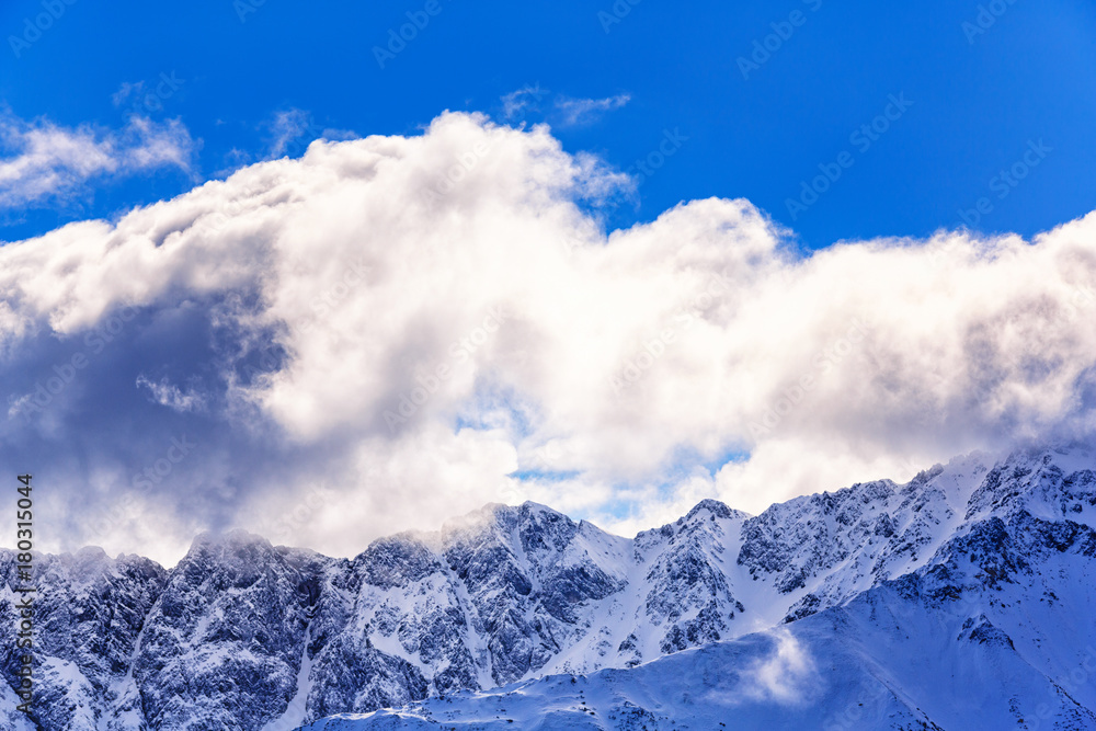 Winter landscape with view to the Zugspitze