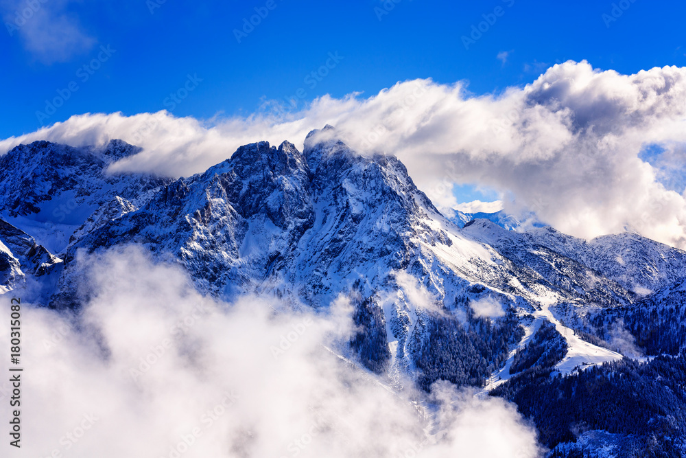Winter landscape with view to the Zugspitze